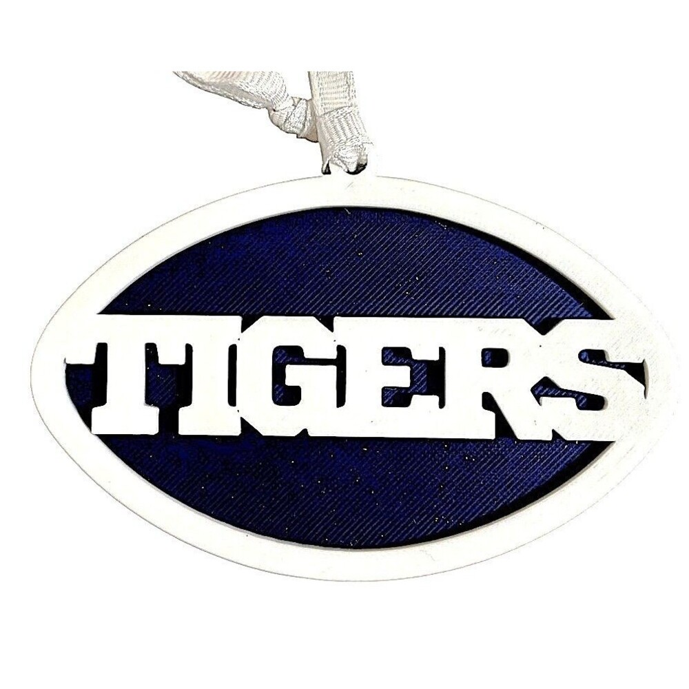 3D Printed 4" Ornament - Tigers - White over Navy - O002-0166